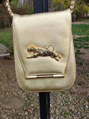 Vintage Nima Shoulder Bag in Gold Cheta Medallion Braided Chain Strap